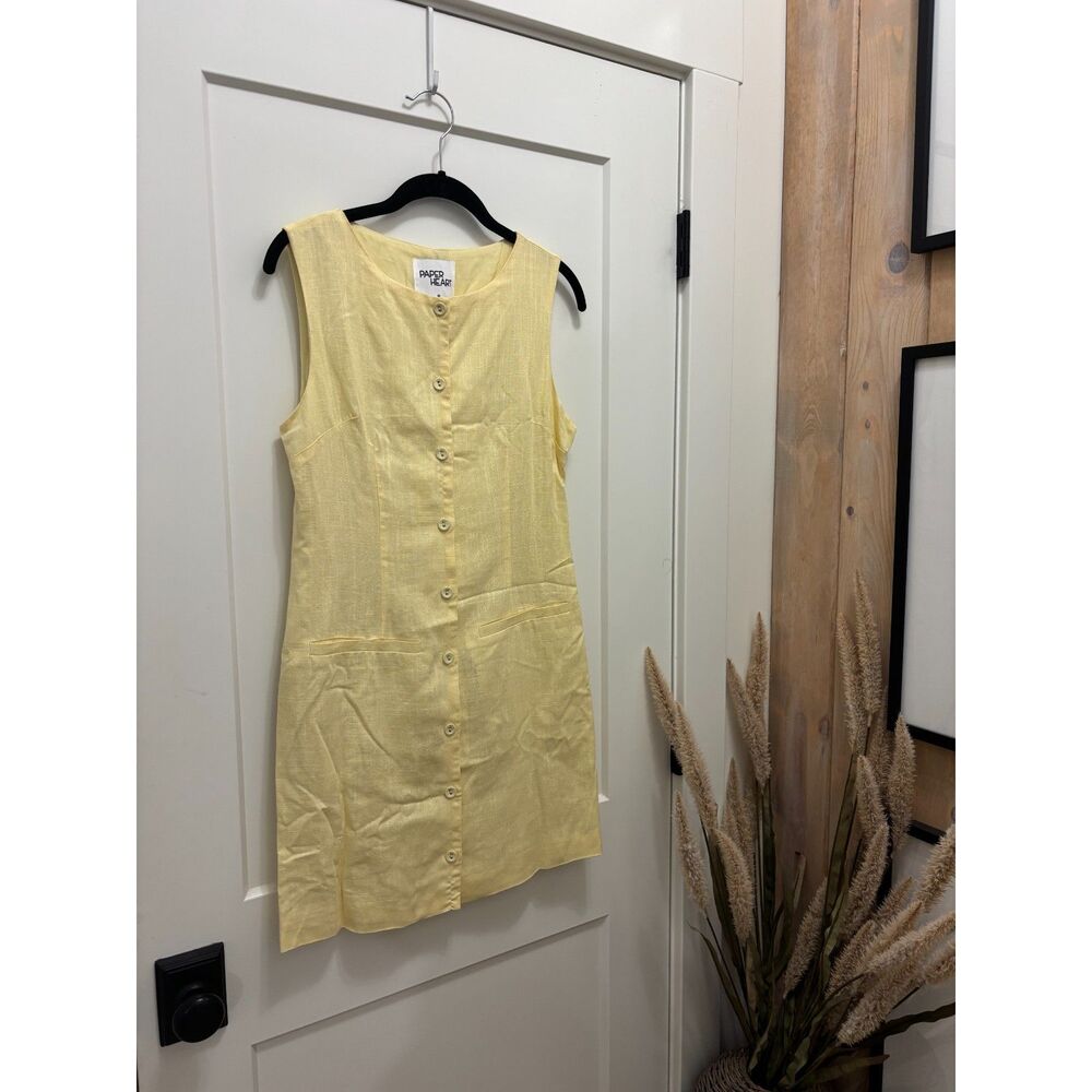 Paper Heart Yellow Button-Down Mini Dress